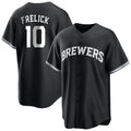 Johmsee M.Brewers #10 Sal Frelick Player Black Game Home Stitched Jerseys
