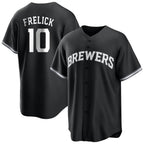 Johmsee M.Brewers #10 Sal Frelick Player Black Game Home Stitched Jerseys
