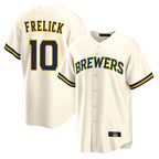 Johmsee M.Brewers #10 Sal Frelick Player Cream Home Game Stitched Jerseys