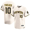 Johmsee M.Brewers #10 Sal Frelick Player Cream Home Limited Game Stitched Jerseys