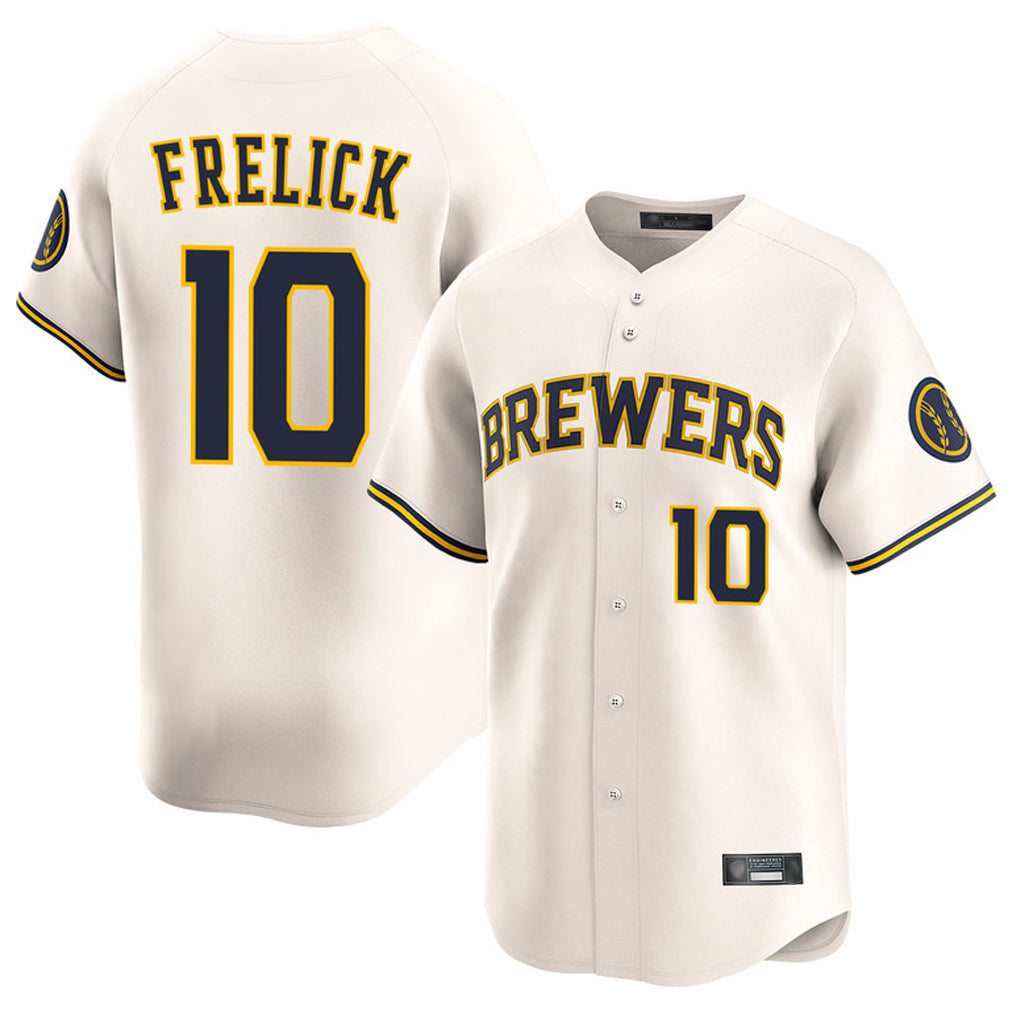 Johmsee M.Brewers #10 Sal Frelick Player Cream Home Limited Game Stitched Jerseys
