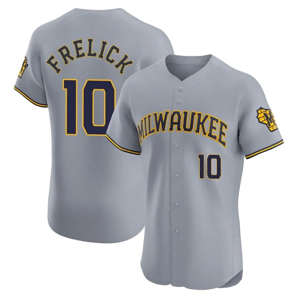 Johmsee M.Brewers #10 Sal Frelick Player Gray Home Limited Elite Stitched Jerseys
