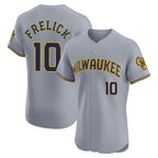 Johmsee M.Brewers #10 Sal Frelick Player Gray Home Limited Elite Stitched Jerseys