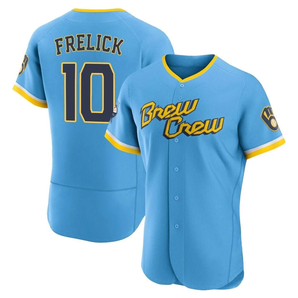 Johmsee M.Brewers #10 Sal Frelick Player Light Blue City Connect Home Limited Elite Stitched Jerseys