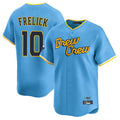 Johmsee M.Brewers #10 Sal Frelick Player Light Blue Road Stadium Game Stitched Jerseys