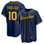 Johmsee M.Brewers #10 Sal Frelick Player Navy Home Game Stitched Jerseys