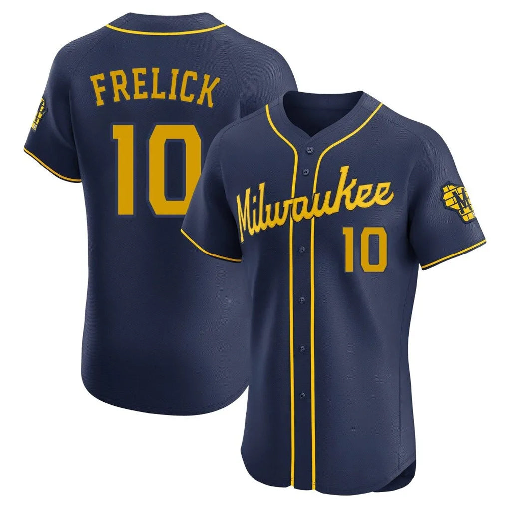 Johmsee M.Brewers #10 Sal Frelick Player Navy Home Limited Elite Stitched Jerseys