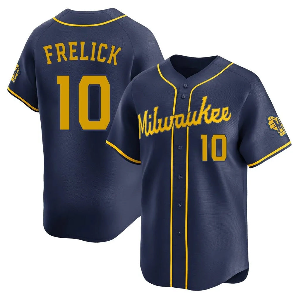 Johmsee M.Brewers #10 Sal Frelick Player Navy Home Limited Stitched Jerseys