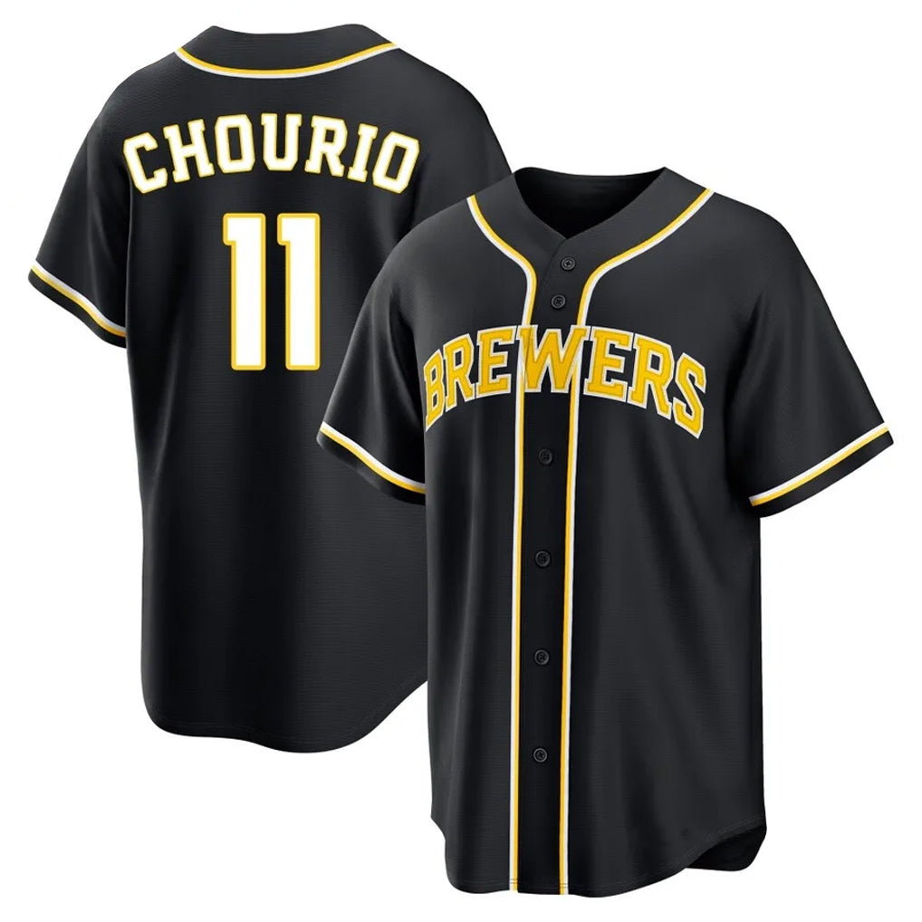Johmsee M.Brewers M.Brewers #11 Jackson Chourio Player Black Fashion Out Home Game Stitched Jerseys Player Black Fashion Out Home Game Stitched Jerseys