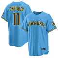 Johmsee M.Brewers #11 Jackson Chourio Player Light Blue Road Stadium Game Stitched Jerseys