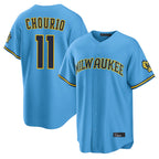 Johmsee M.Brewers #11 Jackson Chourio Player Light Blue Road Stadium Game Stitched Jerseys