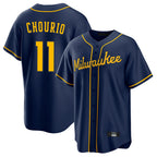 Johmsee M.Brewers #11 Jackson Chourio Player Navy Home Game Stitched Jerseys