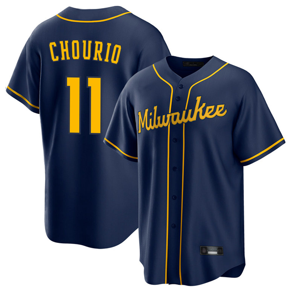 Johmsee M.Brewers #11 Jackson Chourio Player Navy Home Game Stitched Jerseys