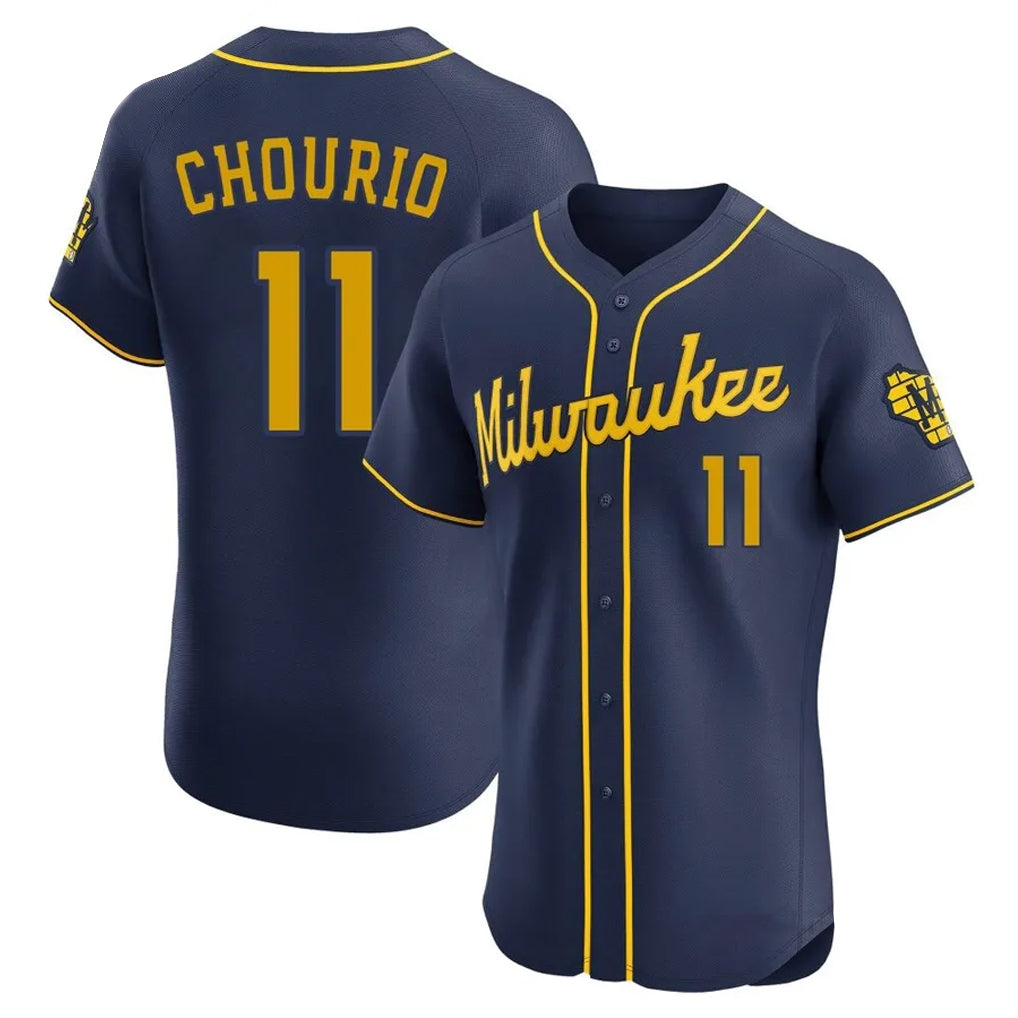 Johmsee M.Brewers #11 Jackson Chourio Player Navy Home Limited Elite Stitched Jerseys