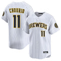 Johmsee M.Brewers #11 Jackson Chourio Player White Stripes Home Limited Game Stitched Jerseys