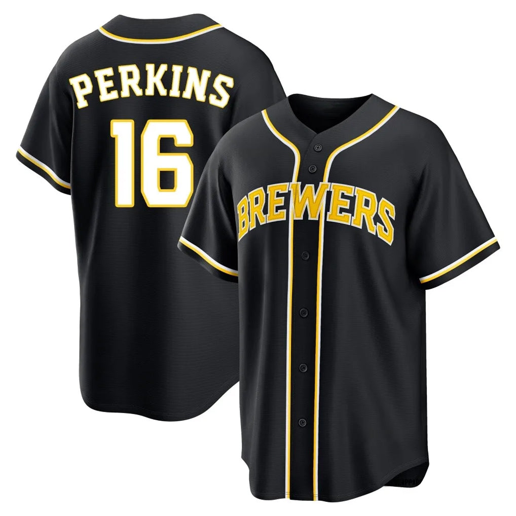 Johmsee M.Brewers #16 Blake Perkins Player Black Fashion Out Home Game Stitched Jerseys