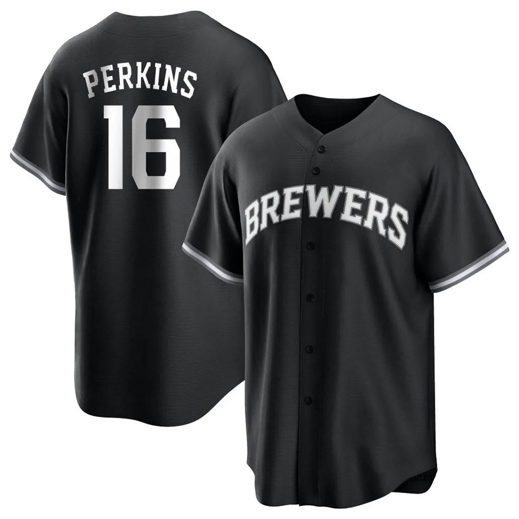 Johmsee M.Brewers #16 Blake Perkins Player Black Game Home Stitched Jerseys