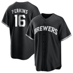Johmsee M.Brewers #16 Blake Perkins Player Black Game Home Stitched Jerseys