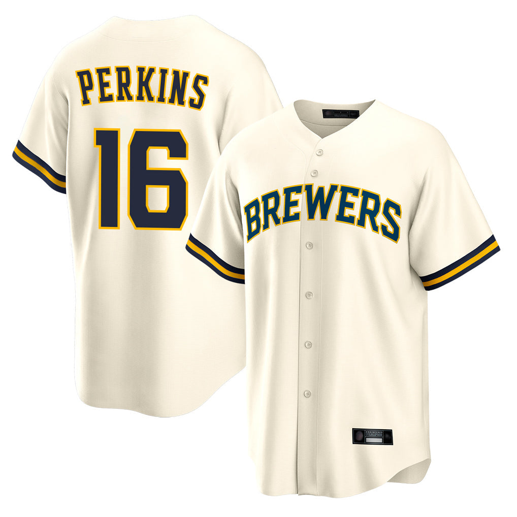 Johmsee M.Brewers #16 Blake Perkins Player Cream Home Game Stitched Jerseys