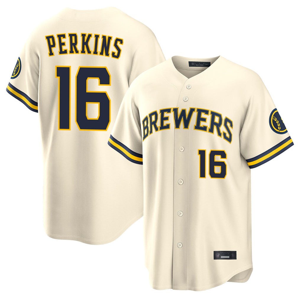 Johmsee M.Brewers #16 Blake Perkins Player Cream Home Limited Stitched Jerseys