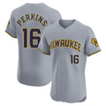 Johmsee M.Brewers #16 Blake Perkins Player Gray Home Limited Elite Stitched Jerseys