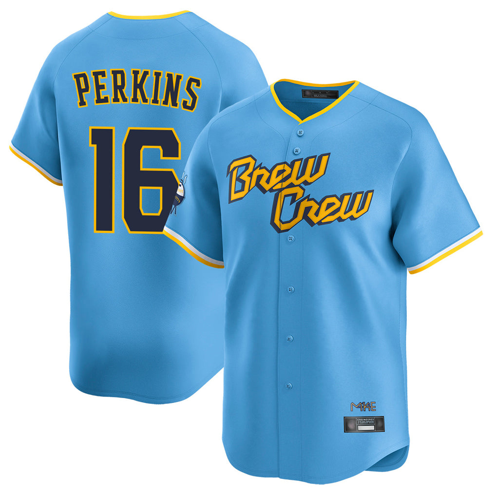 Johmsee M.Brewers #16 Blake Perkins Player Light Blue Road Stadium Game Stitched Jerseys