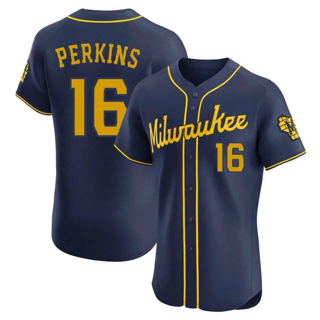 Johmsee M.Brewers #16 Blake Perkins Player Navy Home Limited Elite Stitched Jerseys