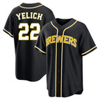 Johmsee M.Brewers #22 Christian Yelich Player Black Fashion Out Home Game Stitched Jerseys