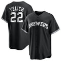 Johmsee M.Brewers #22 Christian Yelich Player Black Game Home Stitched Jerseys
