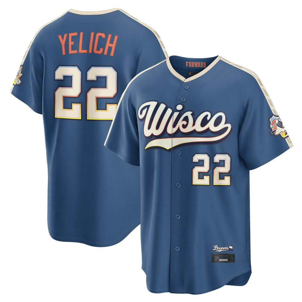 Johmsee M.Brewers #22 Christian Yelich Player Blue 2026 City Connect Home Game Stitched Jerseys