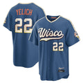 Johmsee M.Brewers #22 Christian Yelich Player Blue 2026 City Connect Home Game Stitched Jerseys