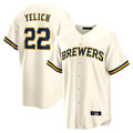 Johmsee M.Brewers #22 Christian Yelich Player Cream Home Game Stitched Jerseys