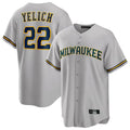 Johmsee M.Brewers #22 Christian Yelich Player Gray Home Game Stitched Jerseys