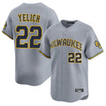 Johmsee M.Brewers #22 Christian Yelich Player Gray Home Limited Stitched Jerseys
