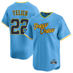 Johmsee M.Brewers #22 Christian Yelich Player Light Blue City Connect Home Limited Stitched Jerseys