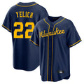 Johmsee M.Brewers #22 Christian Yelich Player Navy Home Game Stitched Jerseys