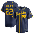 Johmsee M.Brewers #22 Christian Yelich Player Navy Home Limited Stitched Jerseys