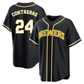Johmsee M.Brewers #24 William Contreras Player Black Fashion Out Home Game Stitched Jerseys