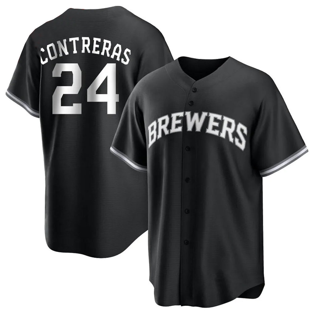 Johmsee M.Brewers #24 William Contreras Player Black Game Home Stitched Jerseys
