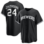 Johmsee M.Brewers #24 William Contreras Player Black Game Home Stitched Jerseys