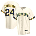 Johmsee M.Brewers #24 William Contreras Player Cream Home Game Stitched Jerseys