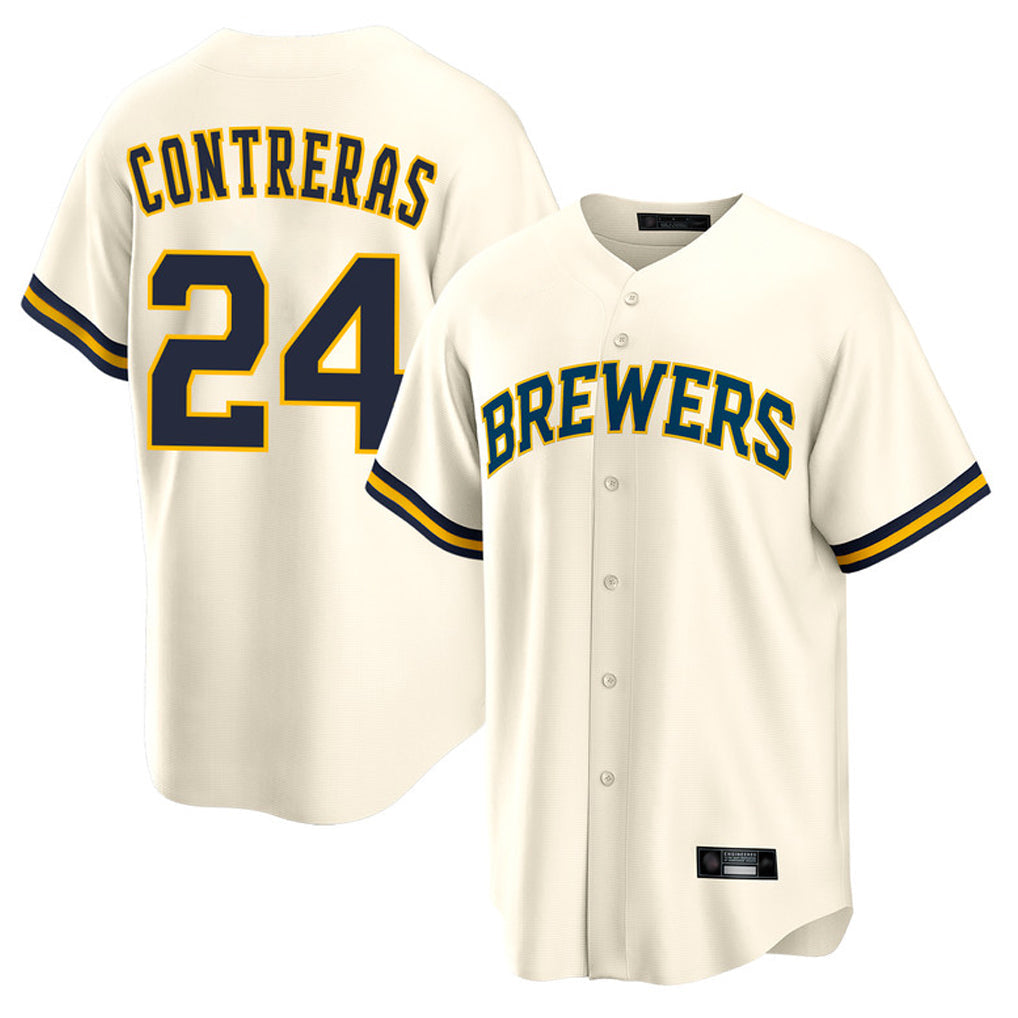 Johmsee M.Brewers #24 William Contreras Player Cream Home Game Stitched Jerseys