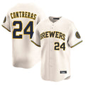 Johmsee M.Brewers #24 William Contreras Player Cream Home Limited Game Stitched Jerseys