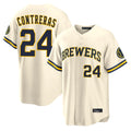 Johmsee M.Brewers #24 William Contreras Player Cream Home Limited Stitched Jerseys