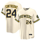 Johmsee M.Brewers #24 William Contreras Player Cream Home Limited Stitched Jerseys
