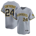 Johmsee M.Brewers #24 William Contreras Player Gray Home Limited Stitched Jerseys