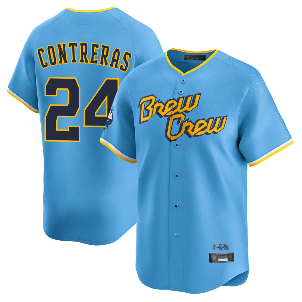 Johmsee M.Brewers #24 William Contreras Player Light Blue City Connect Home Limited Stitched Jerseys