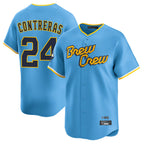 Johmsee M.Brewers #24 William Contreras Player Light Blue City Connect Home Limited Stitched Jerseys