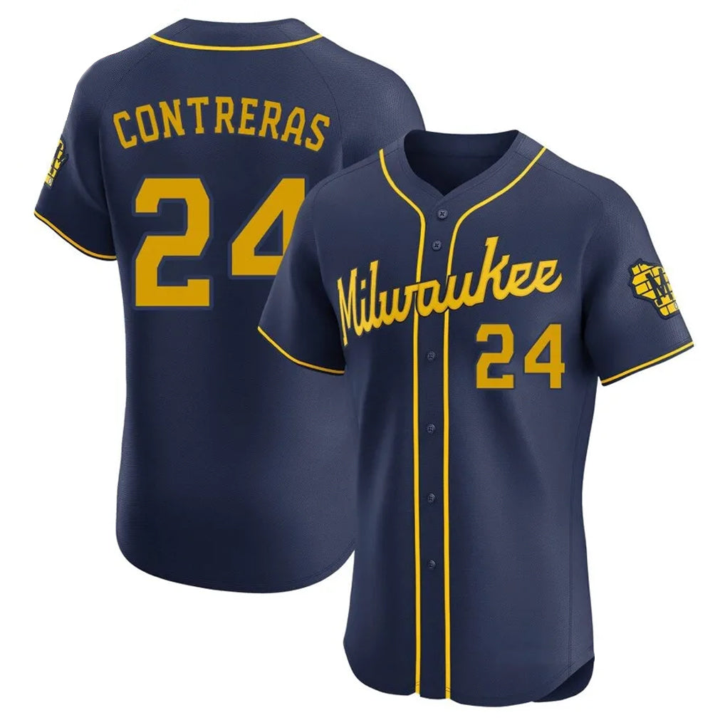 Johmsee M.Brewers #24 William Contreras Player Navy Home Limited Elite Stitched Jerseys