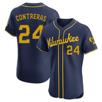 Johmsee M.Brewers #24 William Contreras Player Navy Home Limited Elite Stitched Jerseys